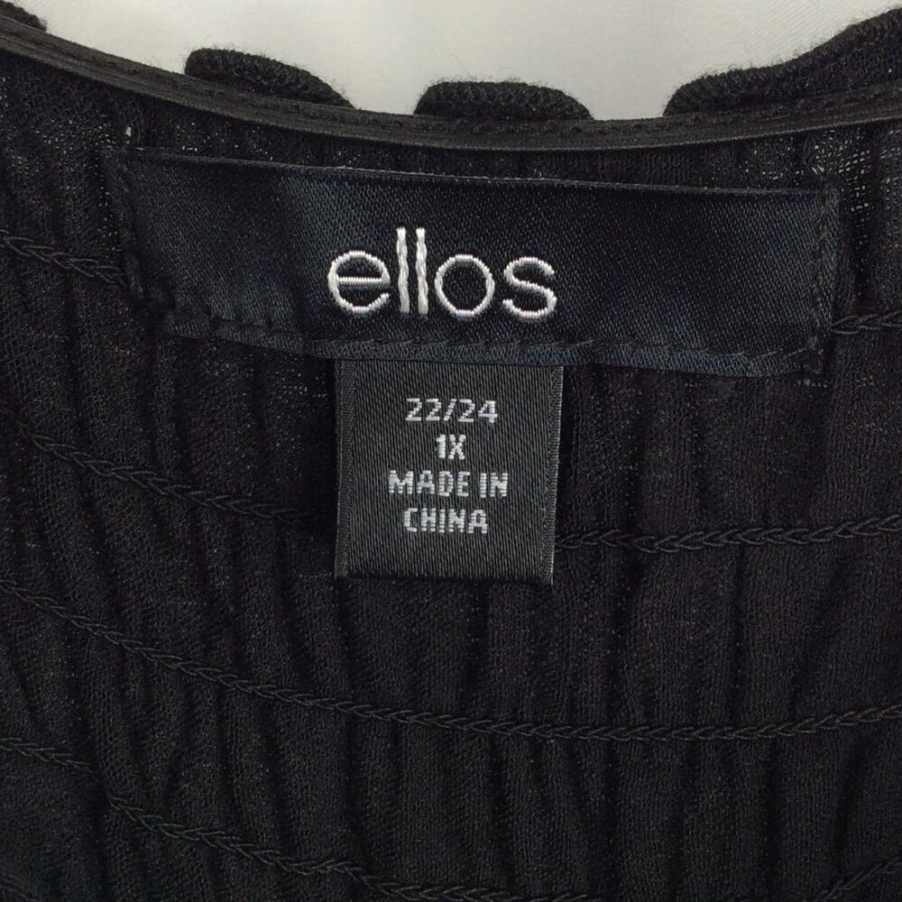ellos Women's Plus Size Handkerchief Hem Dress 1X 22/24 Black Tank Smocked - Picture 2 of 11
